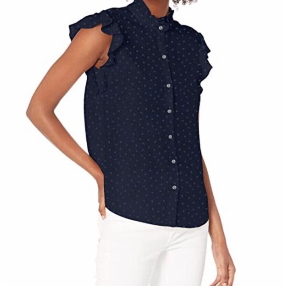 NWT Rebecca Taylor navy silk sleeveless top